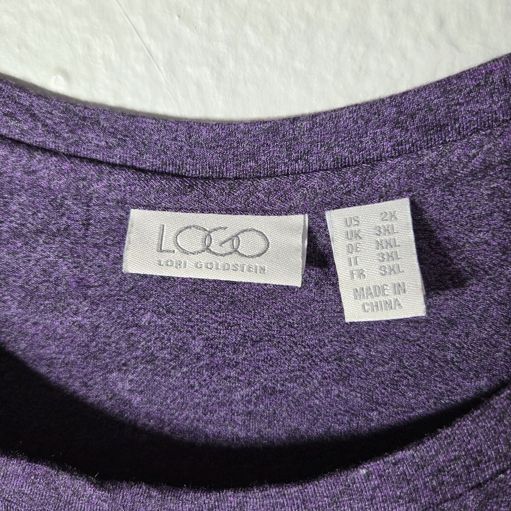 LOGO By Lori Goldstein Purple Tunic Tank Top Plus Size 2X Sleeveless Crew Neck - Picture 8 of 15